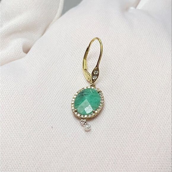 Meira T 14K Gold, Emerald & Diamond Drop Earrings - Picture 5 of 10